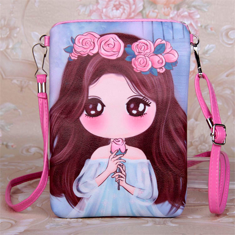 PU Cute Bao Bao Girls Cartoon Leather Shoulder Bag Female Purse Mini Crossbody Bags For Women Girl 18.5*12.5CM: K