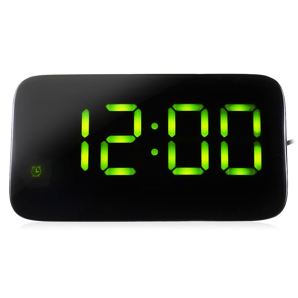 Reloj despertador LED grande, reloj despertado Digital de sobremesa con Control por voz, reloj con retroiluminación electrónica con Cable USB: Green