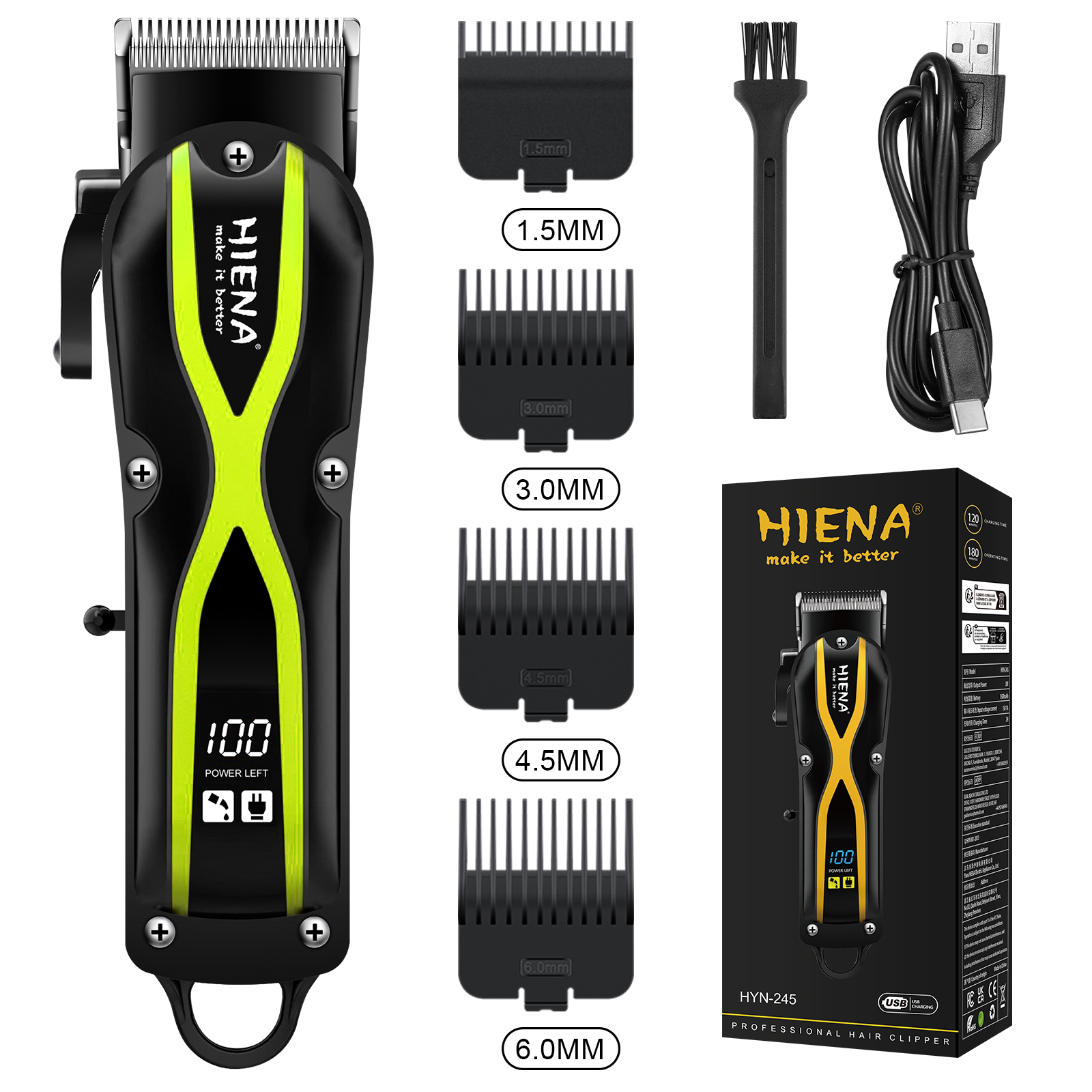 Hommes électrique tondeuse à cheveux barbier finition sans fil tondeuse à cheveux Rechargeable électrique visage barbe Machine de coupe de cheveux: Orange
