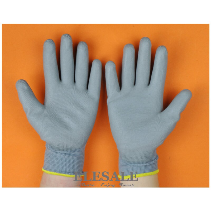 12 par arbejdssikkerhedshandsker nylonstrikkede handsker med pu coated til gartner bygherre mekaniker beskyttelseshandsker
