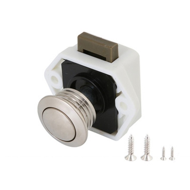 Loquet de porte de placard en Aluminium avec bouton-poussoir, pour caravane, Van, bateau, camping-car, pour meubles: White