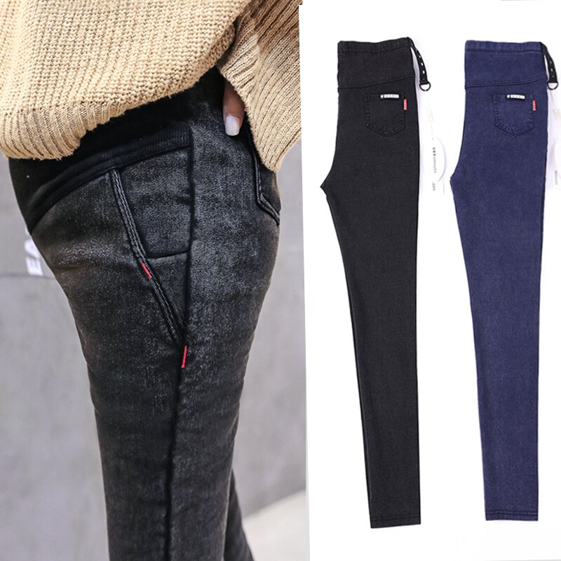 Cotton maternity pants Thicken Velvet Maternity jeans Warm Winter Trousers For Pregnant Women Big Size M-2XL