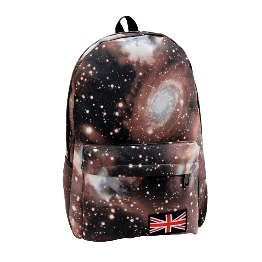 Sporttassen unisex sterren universum ruimte print rugzak schoolboek rugzakken britse vlag schoudertas  zj55: Koffie