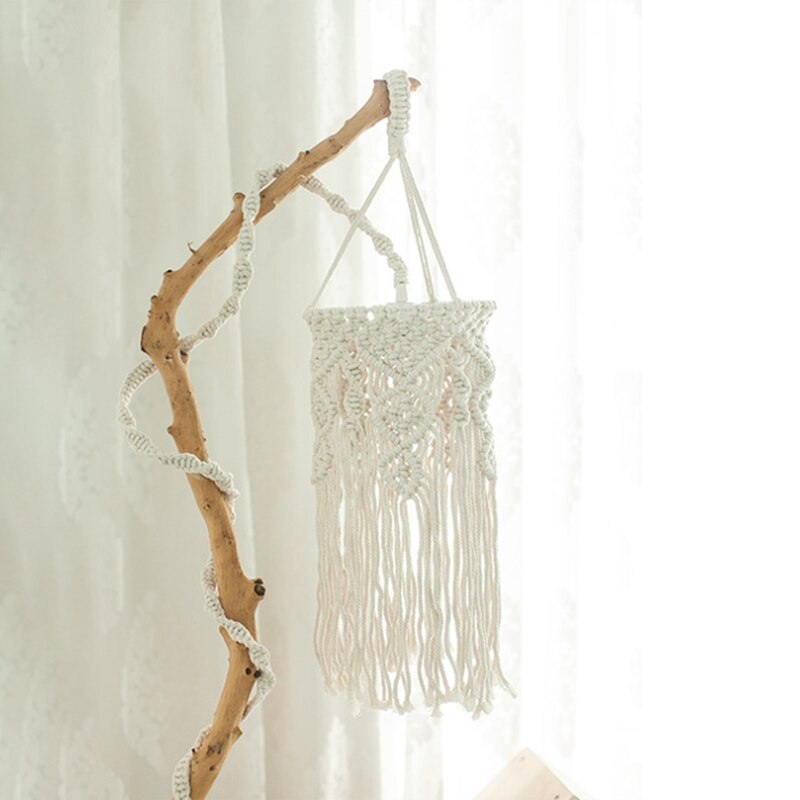 Plafonnier suspendu en forme de lampe en macramé, fait à la main, en corde de coton, style bohème, luminaire décoratif d&#39;intérieur