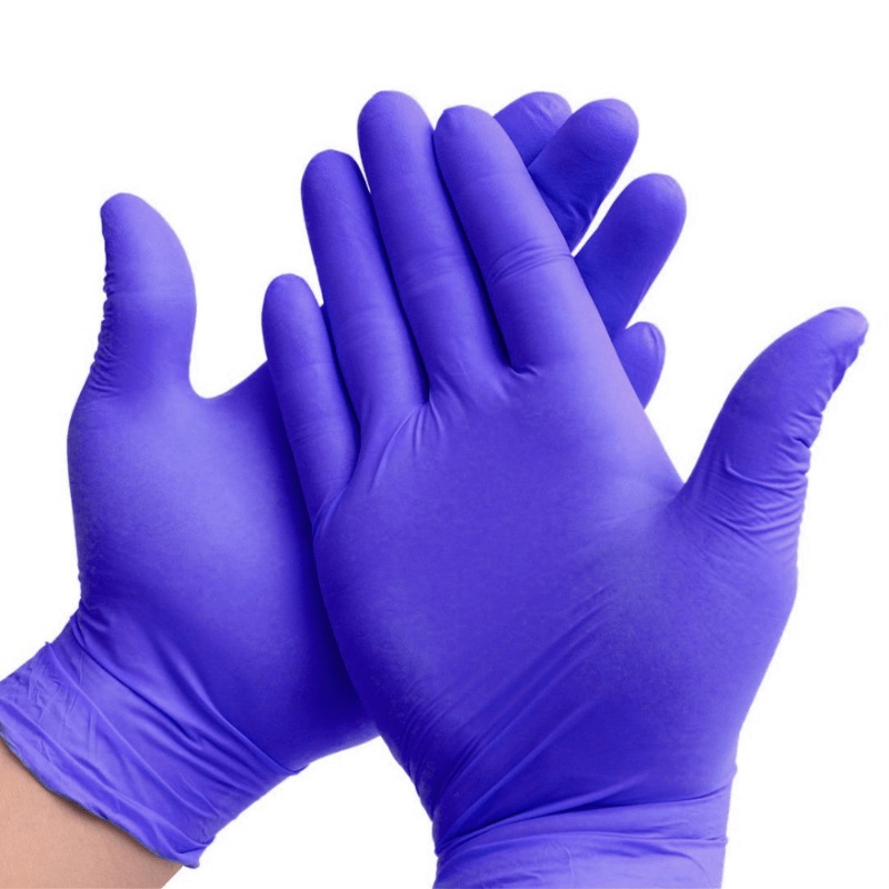 Guantes desechables de nitrilo morados para el hogar, cocina, baño, peluquería, mascotas, impermeables, sin látex, sin polvo, 20/50/100 Uds.: S / TRANSPARENT