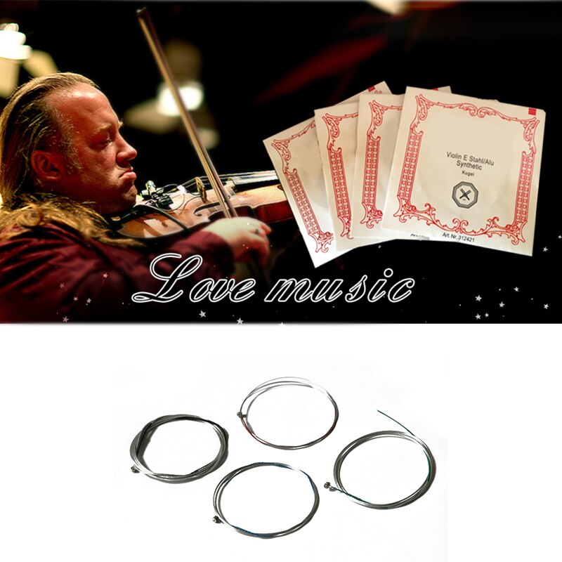 4 unids/set de acero cromado violín E/D/G cuerdas para 4/4 violín cuerda piezas de instrumentos musicales