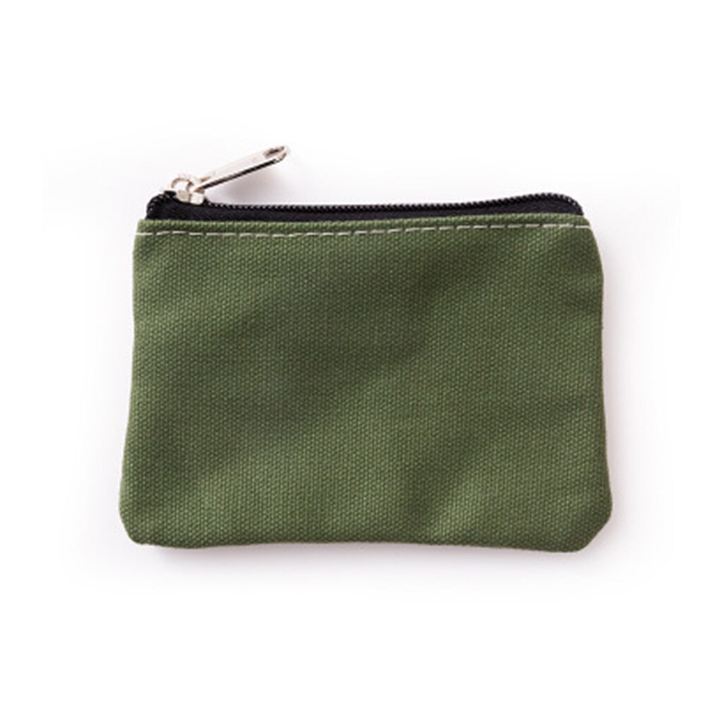 Small Canvas Zipper Pouches Cotton Cosmetic Bags Makeup Bags Cotton Canvas Coin Purse: green-2