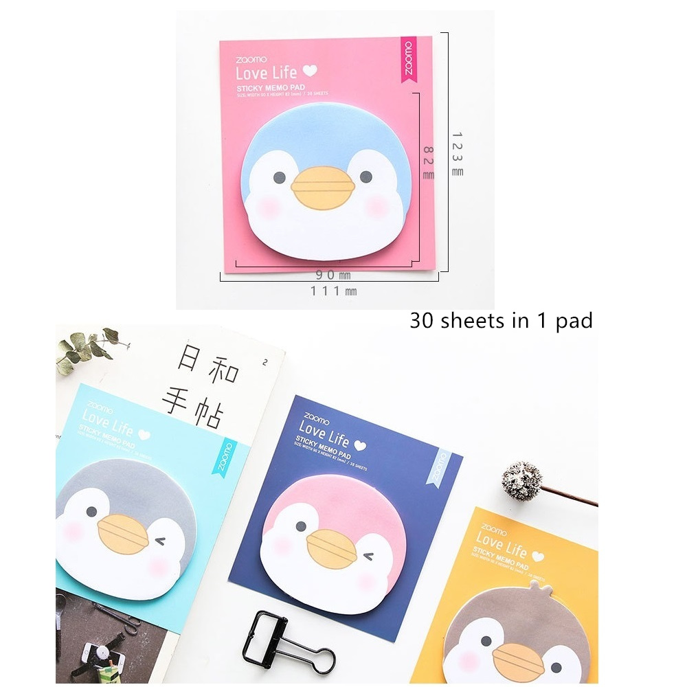 4 stuks Leuke pinguïn sticky note set Mini memo pad Dagboek bladwijzer planner sticker Kawaii Briefpapier Kantoor schoolbenodigdheden F373