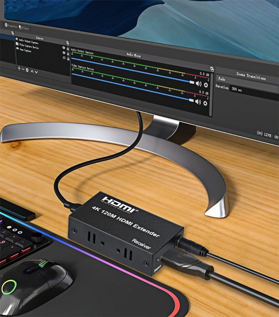 120M 4K HDMI Extender 60M 1080p HDMI Audio Video Signal amplifier over expander to RJ45 Cat5e/6 cable Transmitter Receiver Lapto