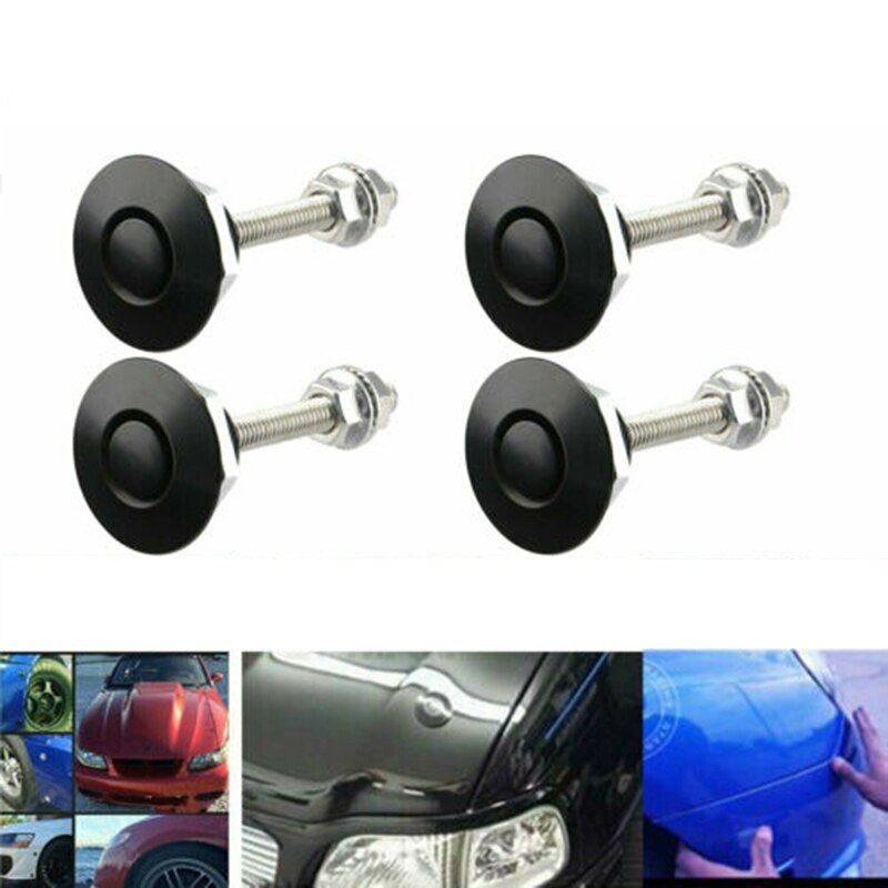 4PC Push Button Quick Release Hood Bonnet Pins Lock Clip Car Bumper Latch Kit EA: Default Title
