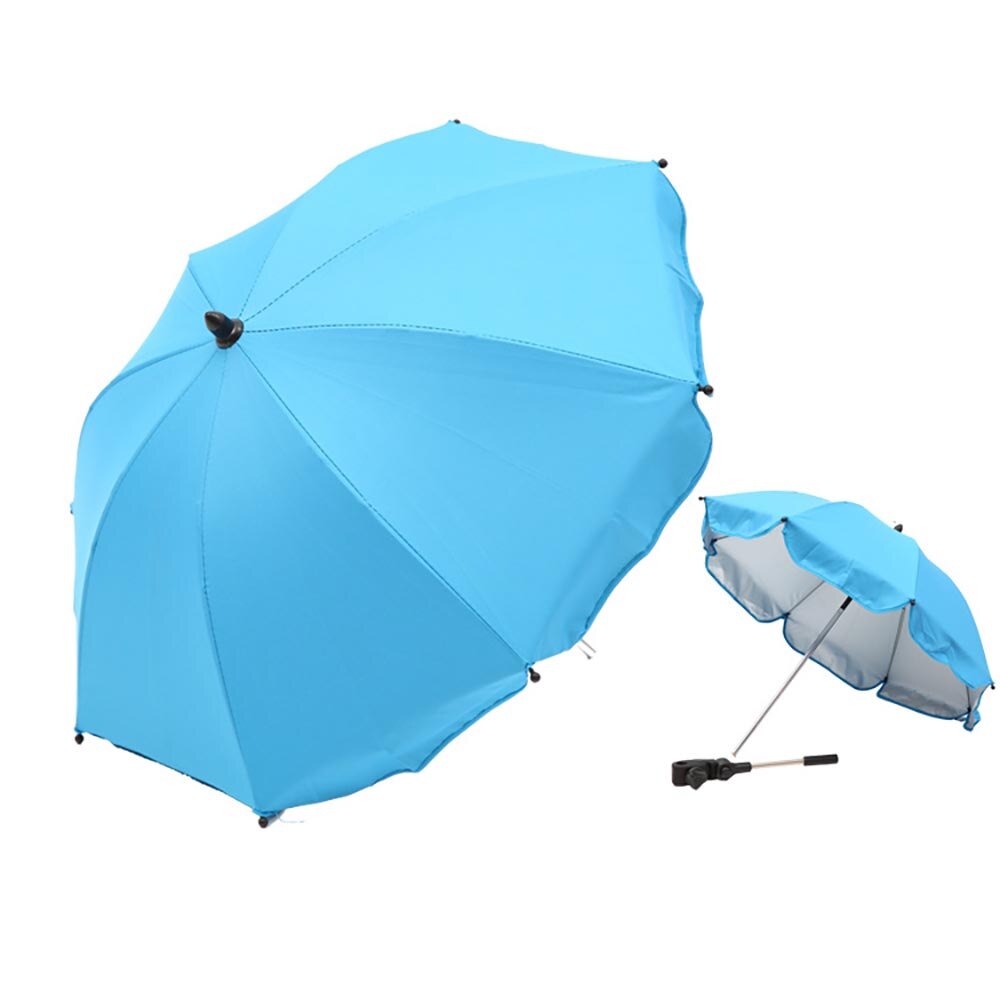1pcs Adjustable Stroller Umbrella Rain UV Protection Baby Pram Pushchair Sun Shade Parasol With Universal Clamp: Blue