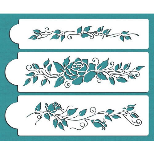 3 stks/set Rose Cake Stencil Set Bloemen Cake Fondant Decorating Stencil Klassieke Cake Side Decoratie Mold Cake Tool