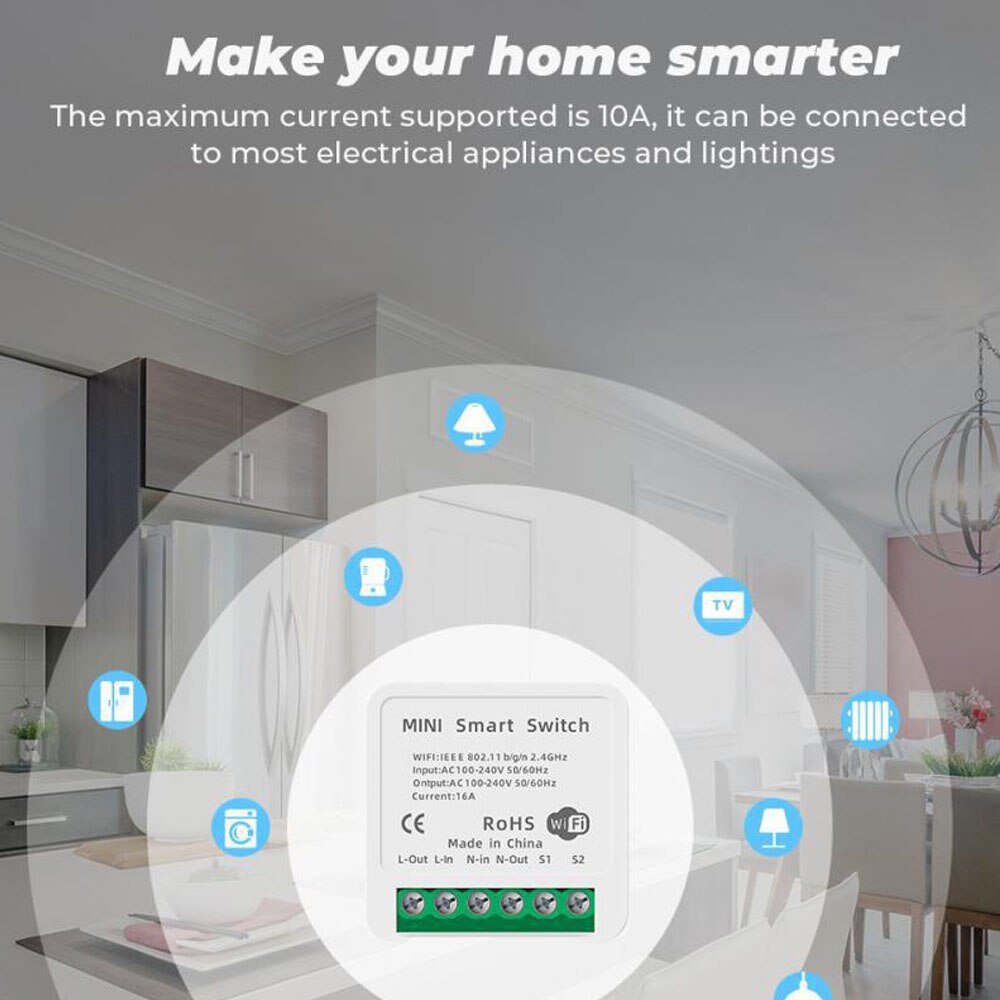 Tuya WiFi Switch Module Intelligent Home Household Converted Light Modification Module Tool Switch Controller APP/Voice Control