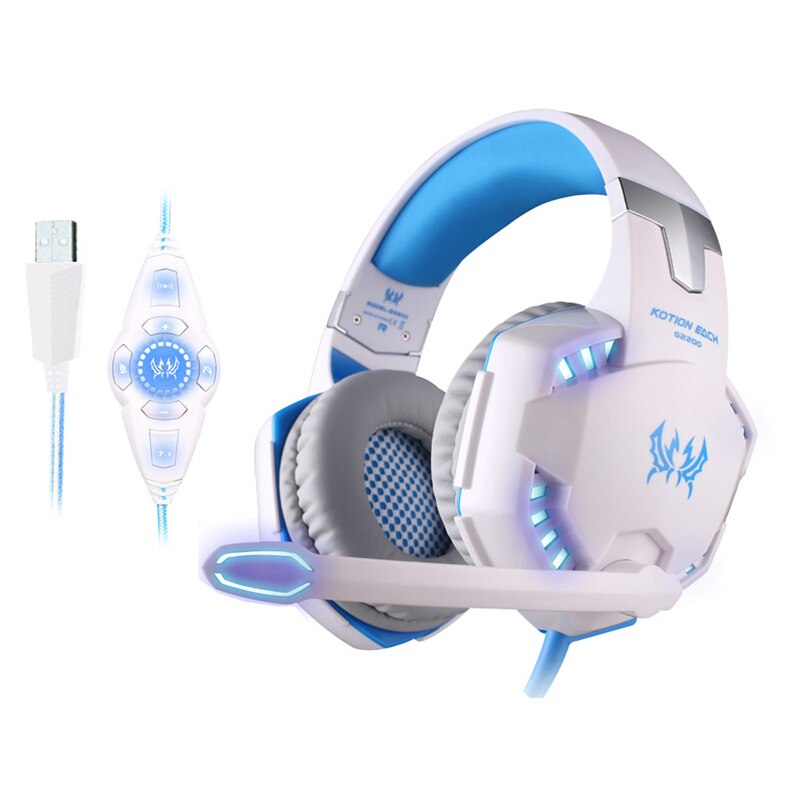 Real Gaming Headset 7.1 Vibration Gamer Headset 7.1 Surround USB Earphone 7.1 Gaming Headphone With Microphone For Computer PC: White