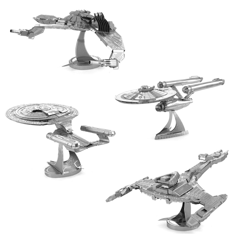 Starship 3D Metal Puzzle Enterprise NCC-1701-D Bird of Prey model KITS Assemble Jigsaw Puzzle Toys For Children