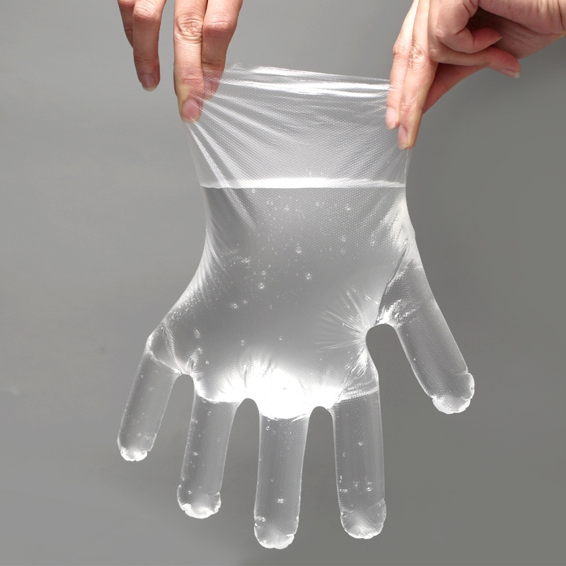 Guantes desechables de 100 uds, guante de plástico de un solo uso, guantes para comida desechables para restaurante Industrial, guantes de limpieza para Cena