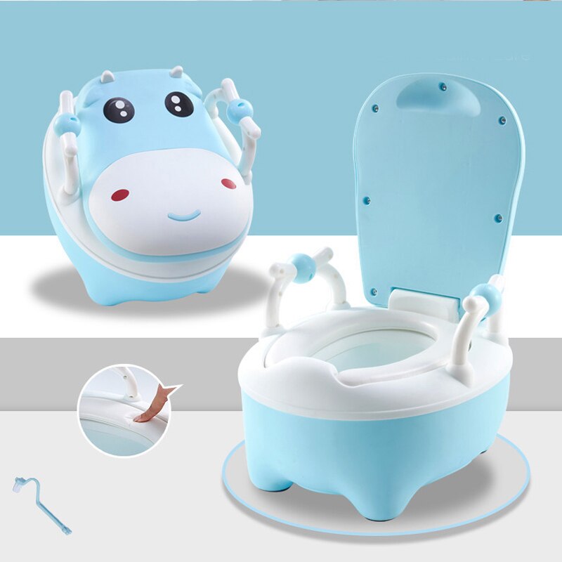 Baby Potje Wc Kinderen Training Pot Toiletbril Kids Cartoon Koe Potje Draagbare Kinderen Urinoir Comfortabele Rugleuning Potje