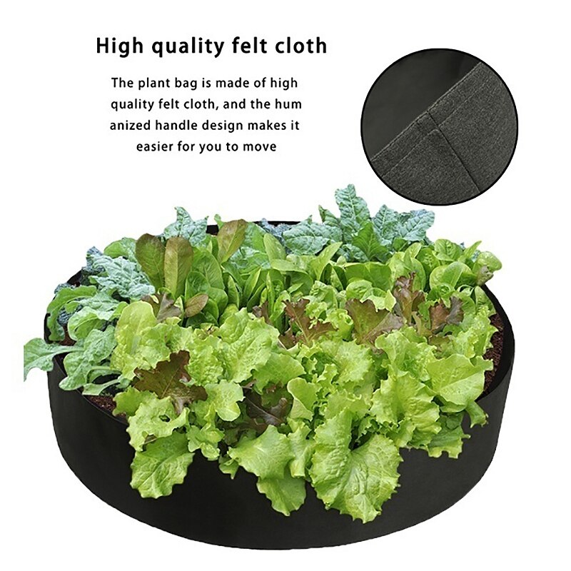 Fabric Raised Garden Bed Round Planting Container Grow Bags Breathable Felt Fabric Planter Pot