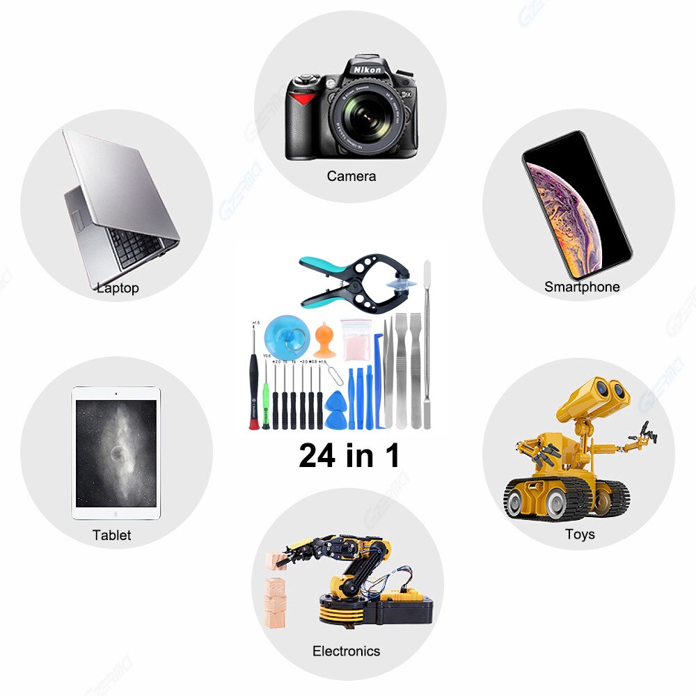 Smartphones Repair Tools Set 24 in 1 Mini Screwdriver Screen Opening Tools Kit For iPhone iPad Cell Phone DIY Fix