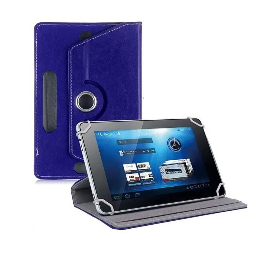 7 inch universele platte hoes met kristalpatroon, universele beschermhoes voor tablet, universele leren hoes: Blauw