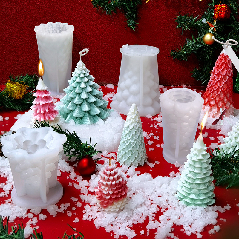 Stampo per candele in silicone 3D albero di Natale pupazzo di neve Decorazione natalizia fai da te artigianato gesso in resina stampo in argilla di cemento regalo di Natale