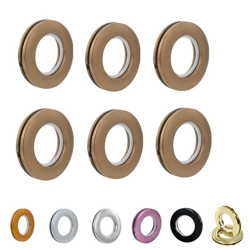 Kit de arandelas de plástico para cortina, anillo romano de bajo ruido de nanoescala de 4,3 cm de diámetro interior, para ventana, varilla, decoración del hogar, 6 piezas