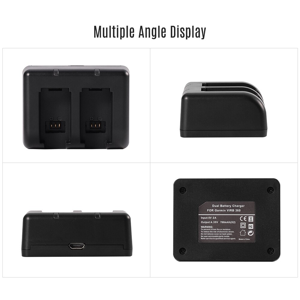 Andoer Dual Battery Charger Panoramisch Camera Batterij Oplader voor Garmin Virb 360 Camera Batterij Oplader Snel Veilig en Draagbare