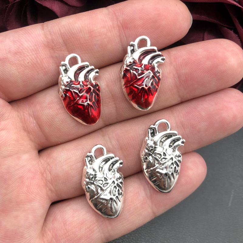 5 uds 25*14mm dijes de órgano de corazón humano medicina científica colgante anatómico biología joyería encontrar. DIY. dijes para fabricación de joyas