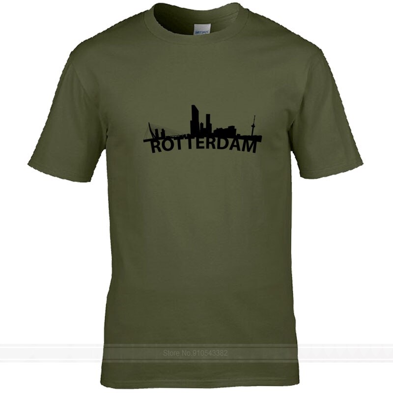 Gedrukt Arc Skyline Van Rotterdam Nederland Mannen T-shirt Katoen Korte Mouw Tshirt Man Vrouw Maat S-3xl Tee Tops