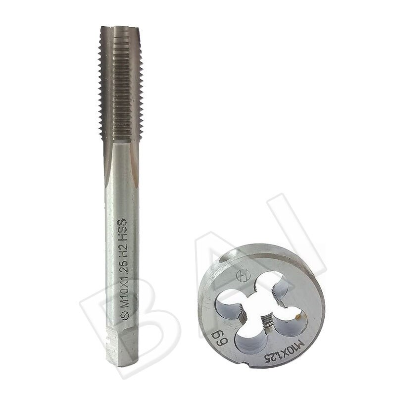 M10 × 1.25 hss métrica torneira e morrer conjunto, rosca torneira e rosca redonda morrer mão direita hss taper