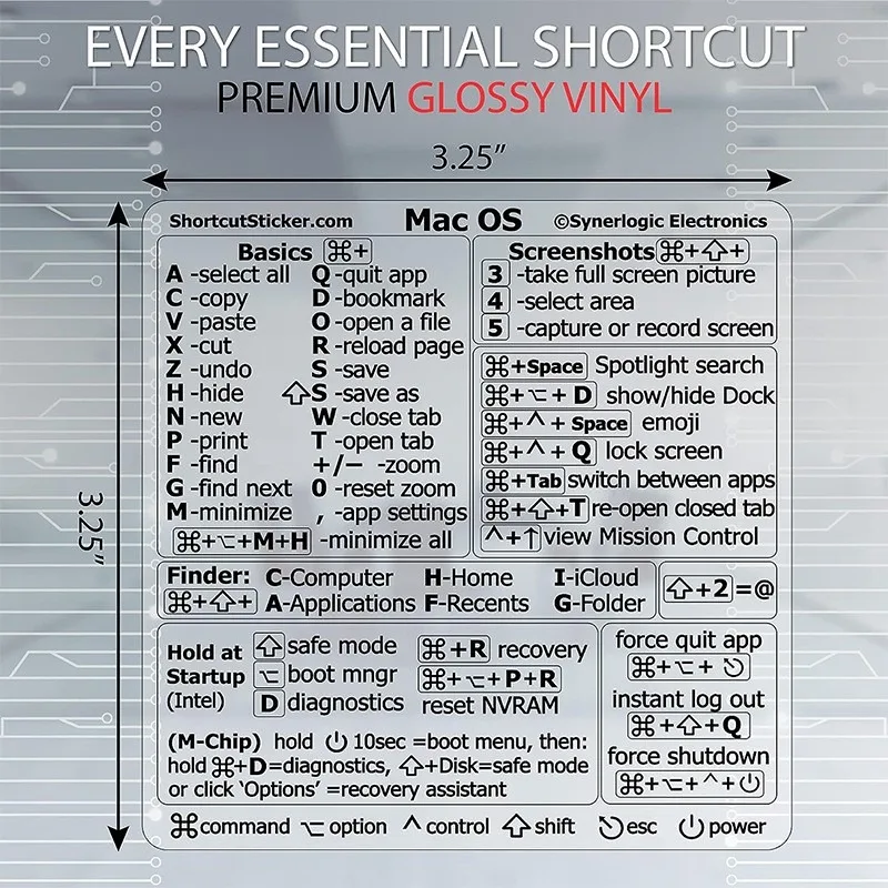 For Mac Windows Keyboard Shortcut Stickers Word Excel Clear Stickers Letter Graphic Laptop Protective Sticker Quick Navigation