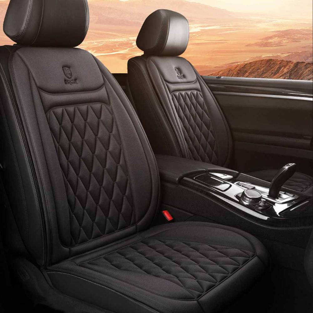 12V ~ 24V Universele Auto Seat Cover Warm Verwarmde Stoel Kussenhoes Multifunctionele Automobiles Stoelhoezen 3 Speed verstelbare: Cotton Black