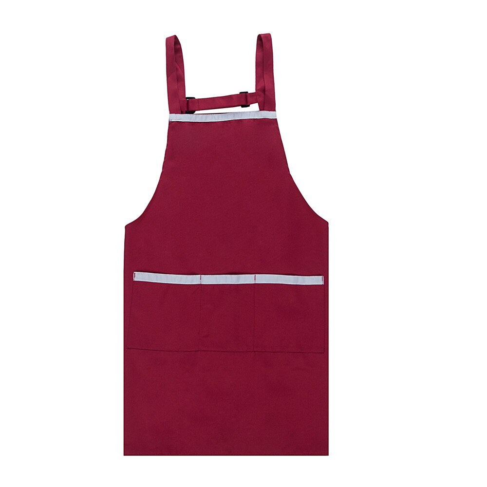 Delantal de trabajo de cocina para el hogar, panadería, cafetería, restaurante, servicio de comida multibolsillo con tiras ajustables Unisex de: Rojo