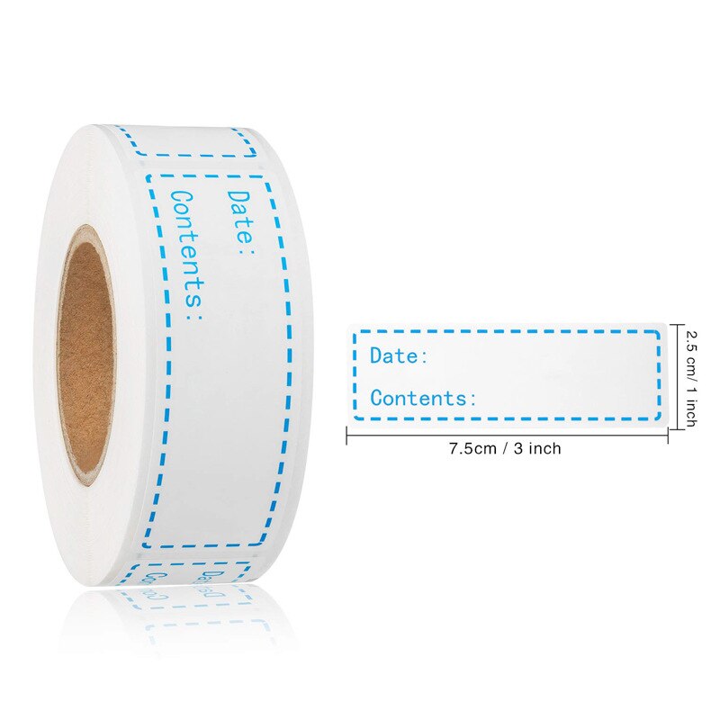 Material de contenido de fecha pegatinas para almacén nevera congelador DIY despensa sello blueness etiquetas para contenedor botella caja