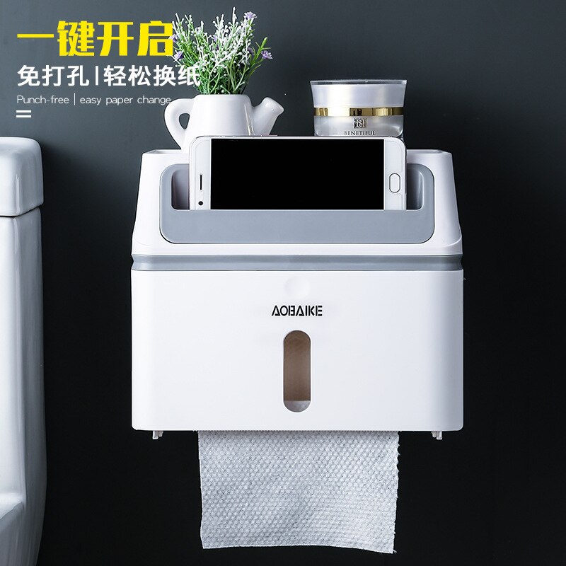 Étanche Toilette Wc Trou Perforé multifonctionnel Extraction de Papier Boîte Graphique Tambour Boîte De Papier Toilette Boîte à Mouchoirs Wal
