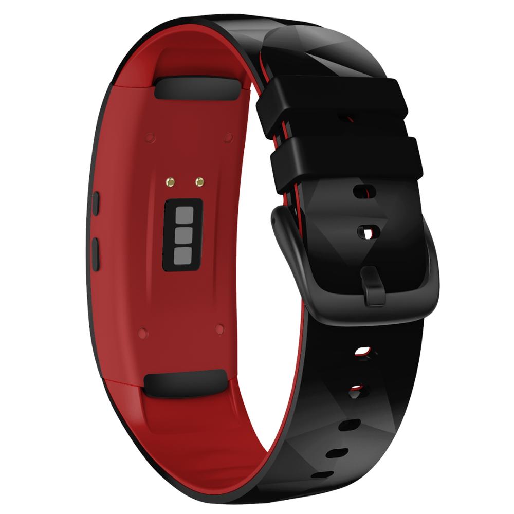 Yhteensopiva samsung gear fit 2 pro kellon ranneke / sovi 2 ranneke korvaava silikoni-älykellon rannekkeet samsung gear fit 2 pro: Musta punainen / Pieni koko
