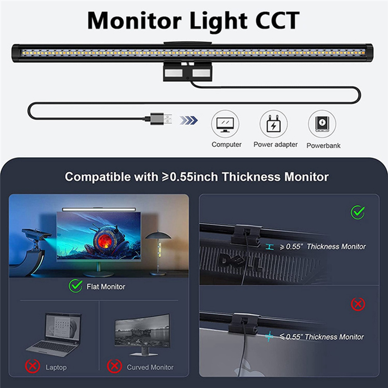 Ralca-metalen knop afstandsbediening oogvriendelijke schermlichtbalk led bureaulamp usb magnetische lichttafel computermonitor bureaulamp