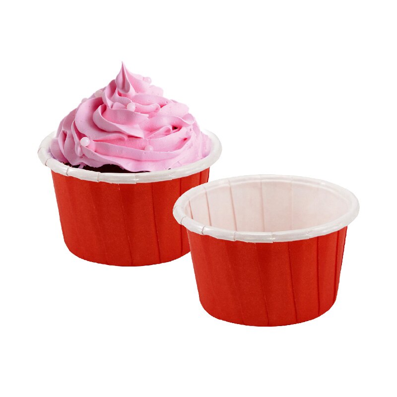 100pcs Kleur gekrompen gecoat papier beker hittebestendig bakken cup bruiloft verjaardag DIY brood cakecup papier lade