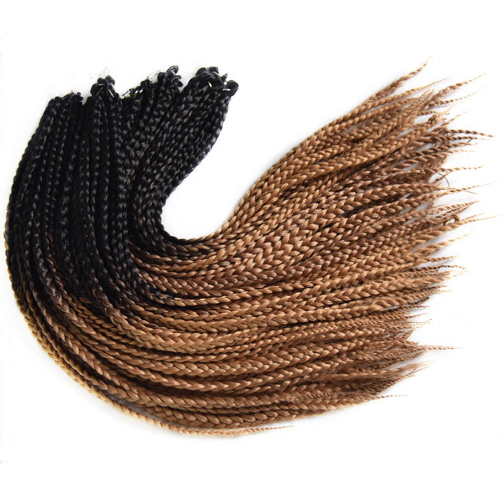 Feilimei Ombre blond 3 S Kasten Geflecht Haarverlängerungen 22 Zoll 100g Synthetische Schwarz Lila Braun Grau Häkeln Flechten haar