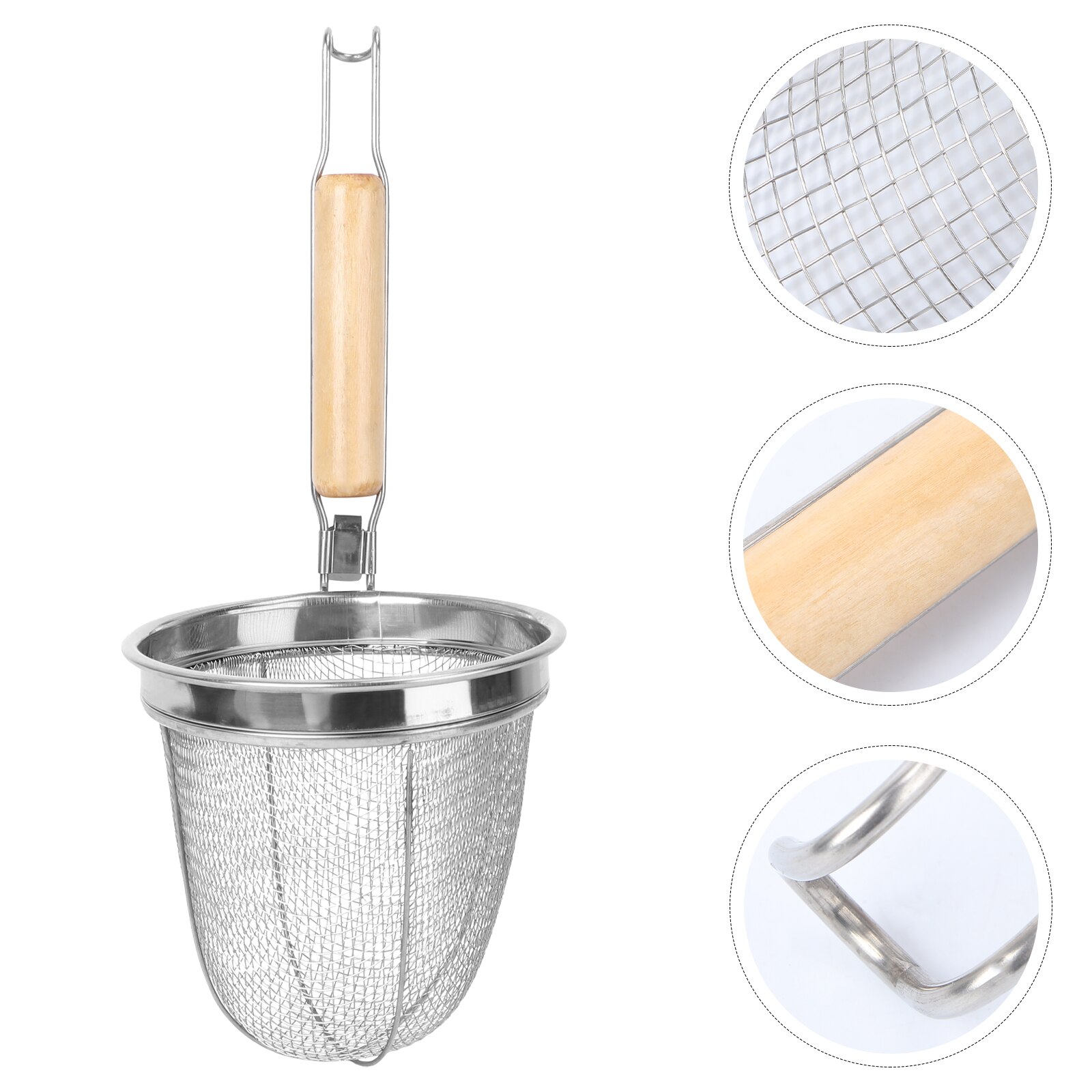 Kitchen Stainless Steel Big Mesh Food Dumpling Noodle Strainer