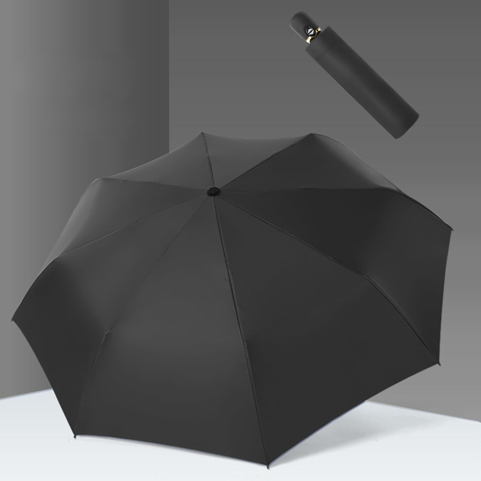 Parasol Licht Reizen Paraplu Windbestendig Parasol Paraplu Uva + 50 Opvouwbare Paraplu Volautomatische Paraplu Voor Regen/Zon: Black