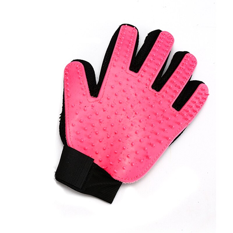 Handschoen Voor Katten Kat Grooming Hond Haar Deshedding Borstel Kam Handschoen Voor Hond Vinger Reiniging Massage Handschoen Voor dier: Left Hand Pink