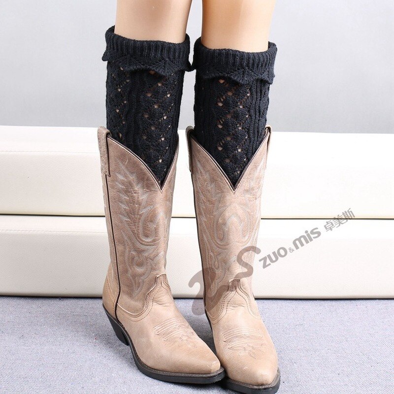 Imitation lace long Leg Warmers knitting Korean socks pick holes turn mouth pile socks SA300