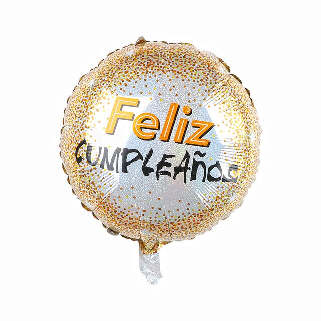 10 stk 18 tommer rund form feliz cumpleanos spansk tillykke med fødselsdagen indretning mylar folie helium balloner globos baloes luftkugler: I alle regnbuens farver