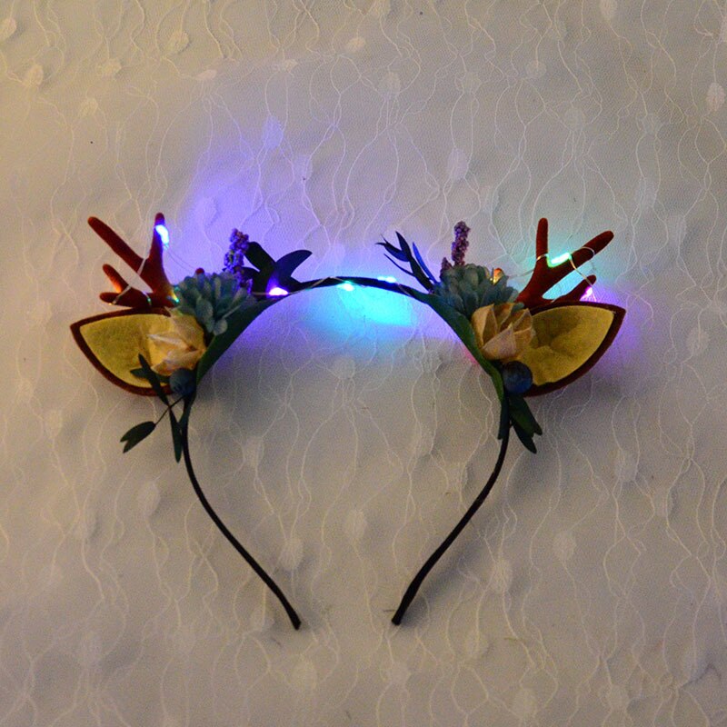 Diadema navideña con orejas de elfo para niños, diademas luminosas con luz LED, accesorios para el cabello para de navidad: 03