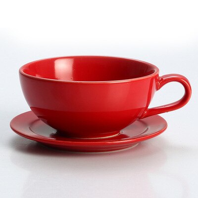 Service à café coloré, , tasses et soucoupes à café, Cappuccino, Latte, basse teneur, 250ml: Red
