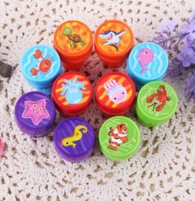 Ronde Multicolor Fun 10 Pcs Leuke Panda Kind Diy Scrapbook Kids Stempel Cartoon Stempels Scrapbooking Beloning Speelgoed: sea food