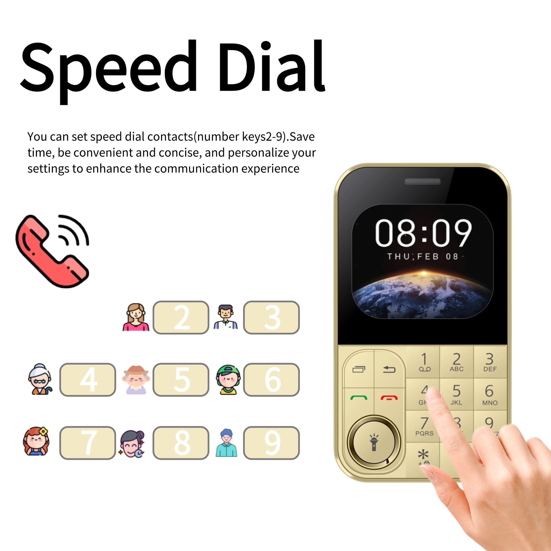 Tarjeta súper delgada para teléfono móvil, SIM Dual, pantalla HD de 2,0 pulgadas, tamaño de bolsillo, cambiador de voz mágico, botón grande, Dial LED de 8 velocidades