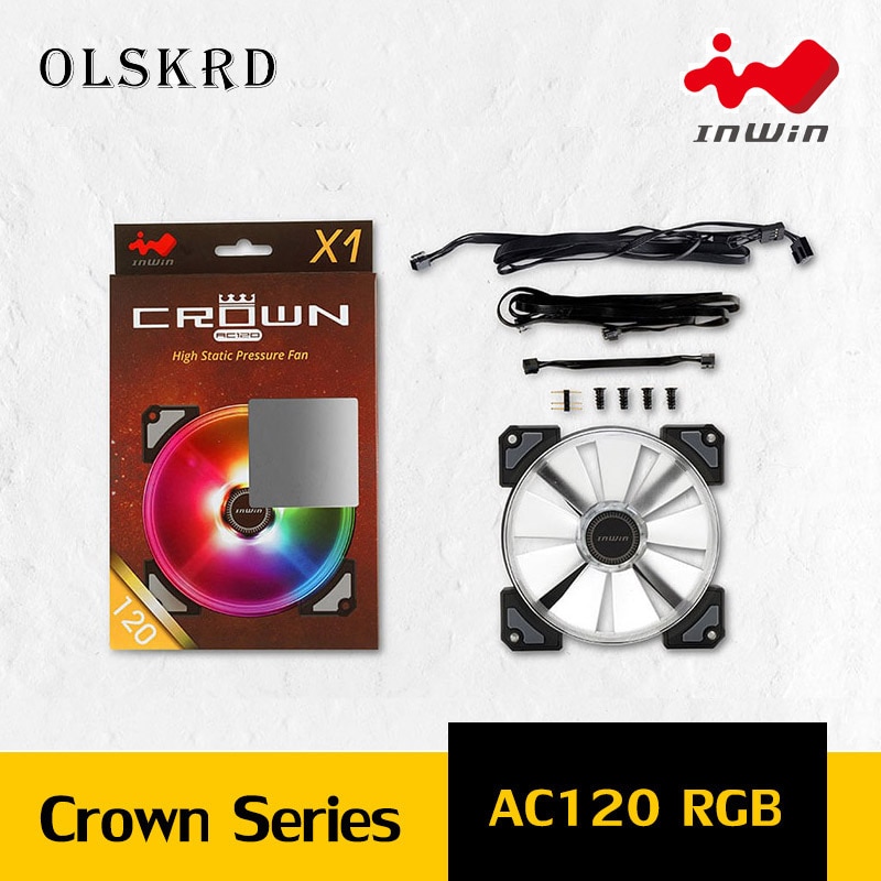 Olskrd 120mm Case Fan RGB PC cpu cooler master Computer Case Fans Ultra Silent LED Addressable Chassi Radiator InWin CROWN AC120