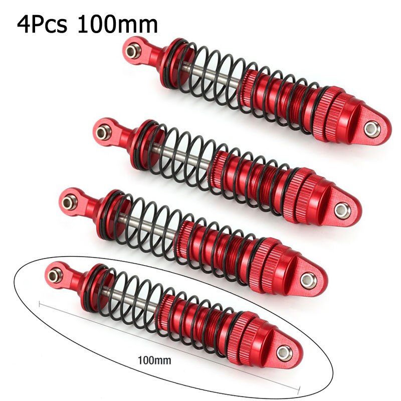 RC Shock Absorbers - 100mm/110mm - Metal - 2Pcs/4Pcs Set - for 1/10 1/12 RC Cars: 4Pcs 100mm Red